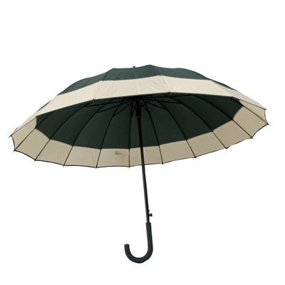 Dark Green Extra Big Size Semi-auto Open J Handle Straight Umbrella