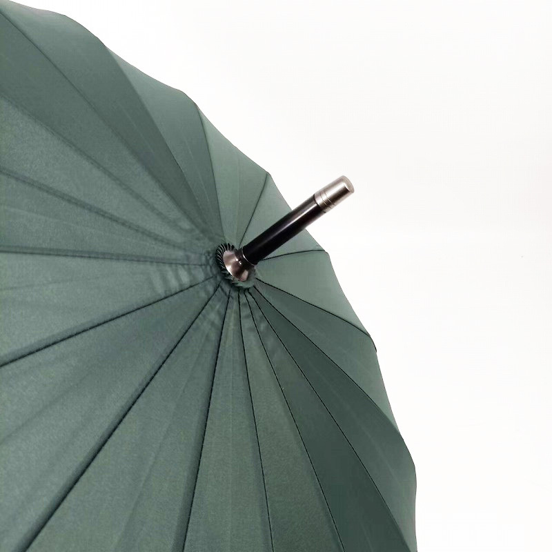 Dark Green Extra Big Size Semi-auto Open J Handle Straight Umbrella