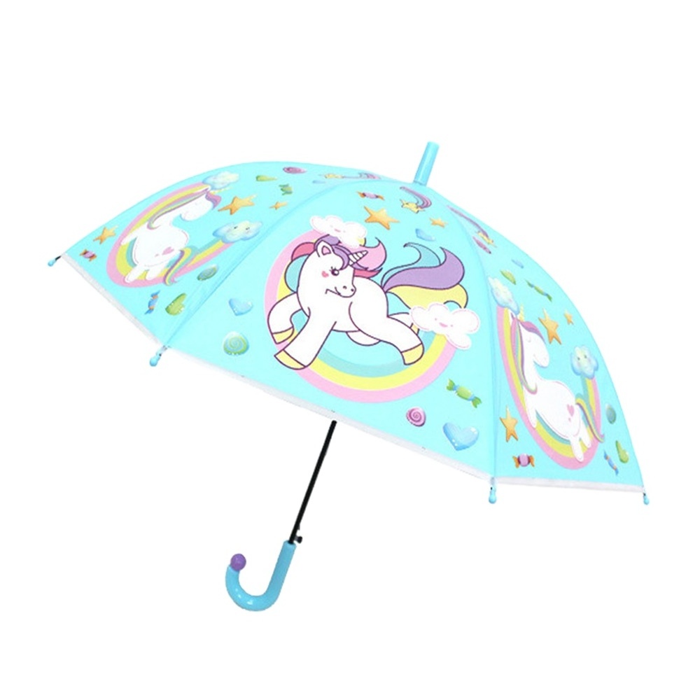 High quality semi transparent lovely umbrellas with Cute  Design for Girl Boy Long Handle Semi- Auto as  Children's Gifts