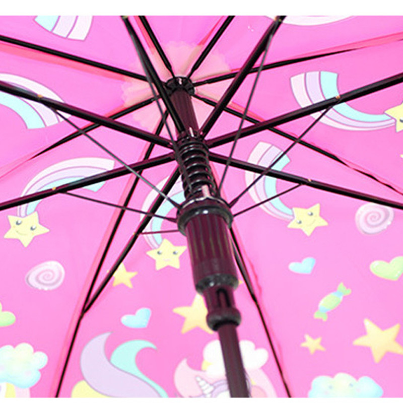 High quality semi transparent lovely umbrellas with Cute  Design for Girl Boy Long Handle Semi- Auto as  Children's Gifts