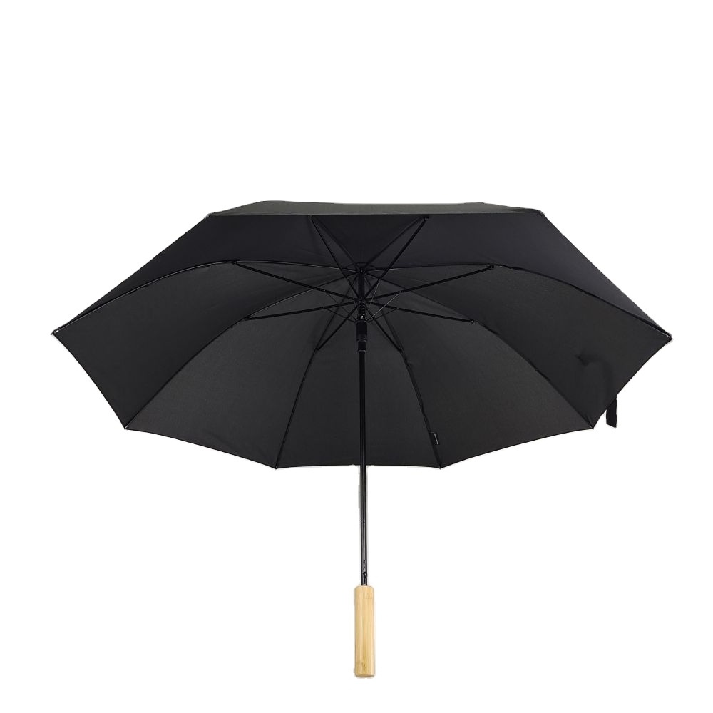 RPET Umbrella a Recycled Straight Umbrella Bamboo Handle Environment Friendly Renewable Fabric Fabric Material Customized Logo