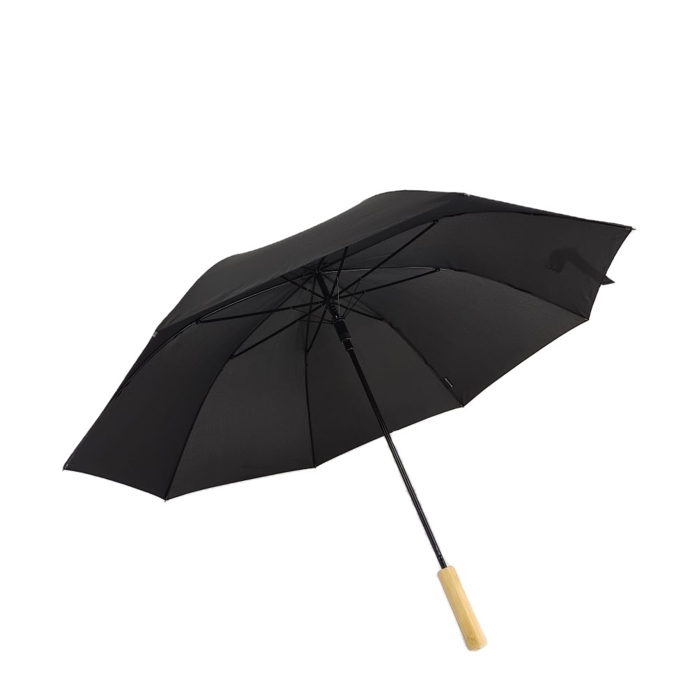 RPET Umbrella a Recycled Straight Umbrella Bamboo Handle Environment Friendly Renewable Fabric Fabric Material Customized Logo