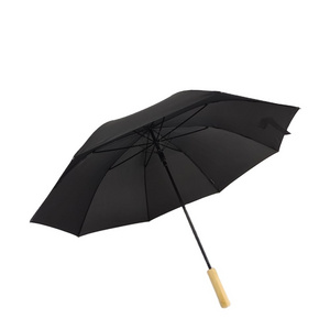 RPET Umbrella a Recycled Straight Umbrella Bamboo Handle Environment Friendly Renewable Fabric Fabric Material Customized Logo