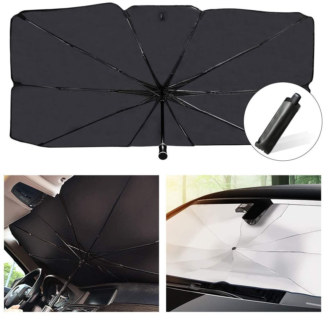 Car Umbrella For Windshield Sun Protection Foldable Car Sunshades Reflect And Protect Vehicle From UV Sun And Heat