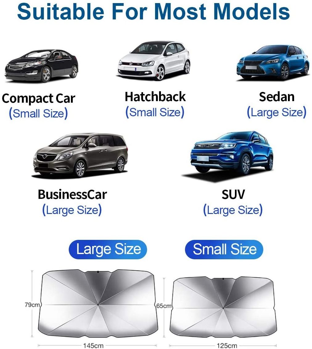 Car Umbrella For Windshield Sun Protection Foldable Car Sunshades Reflect And Protect Vehicle From UV Sun And Heat