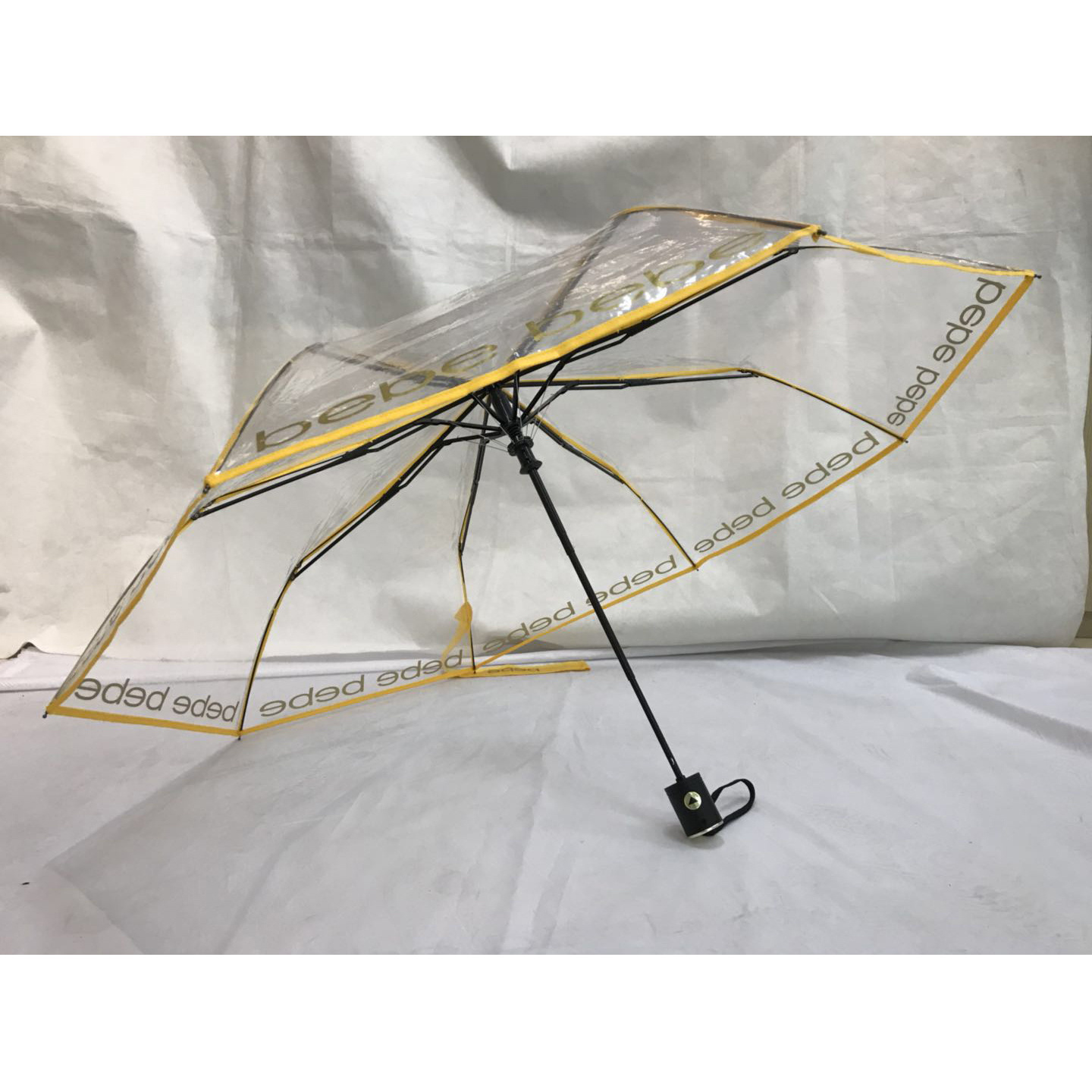 Full Automatic Folding Transparent Auto Open Umbrella Travel Umbrella Tri-fold Clear Rain Umbrella