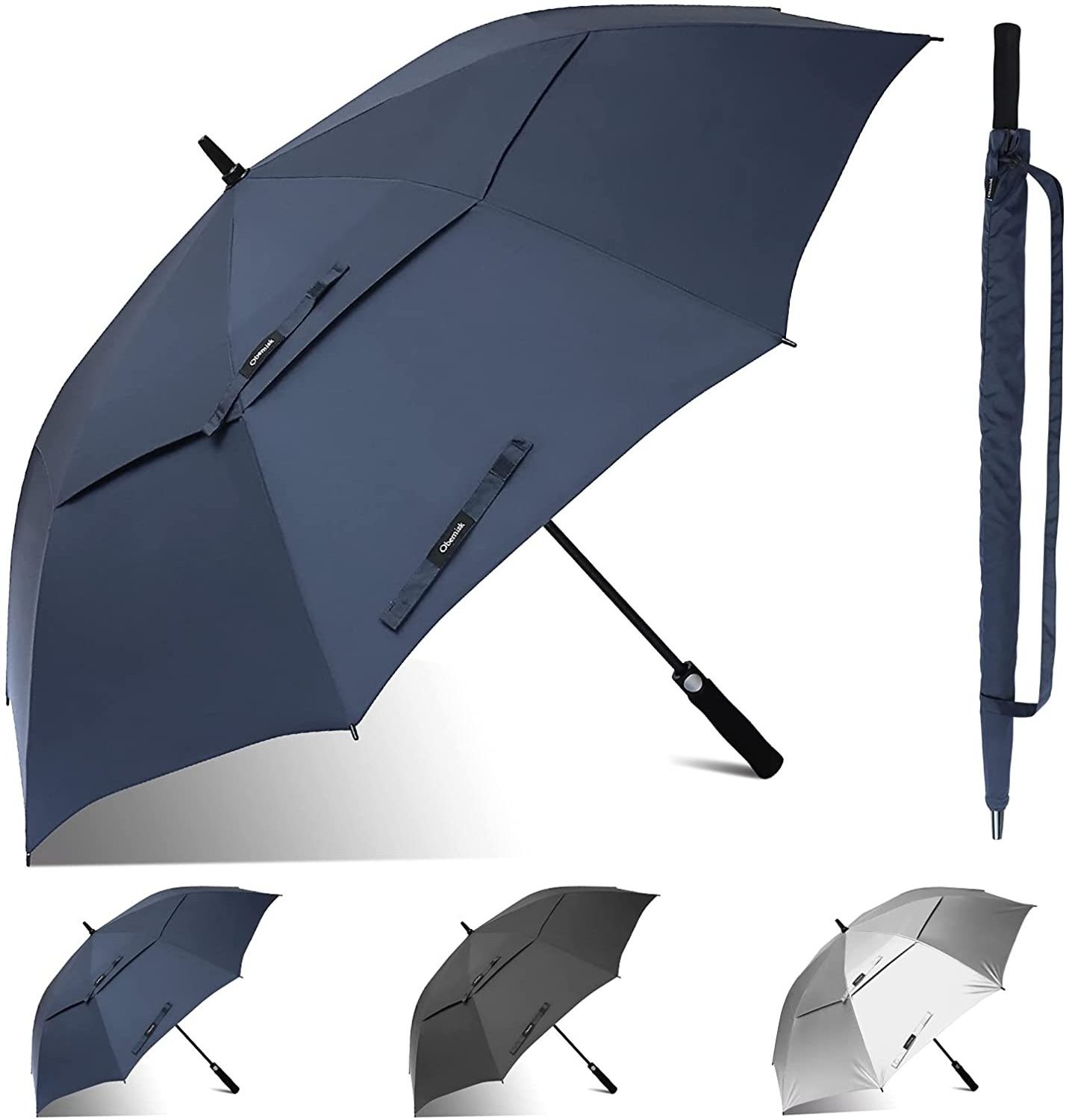 Automatic Open Golf Umbrella Extra Large Double Canopy Vented Windproof Waterproof Stick Umbrellas