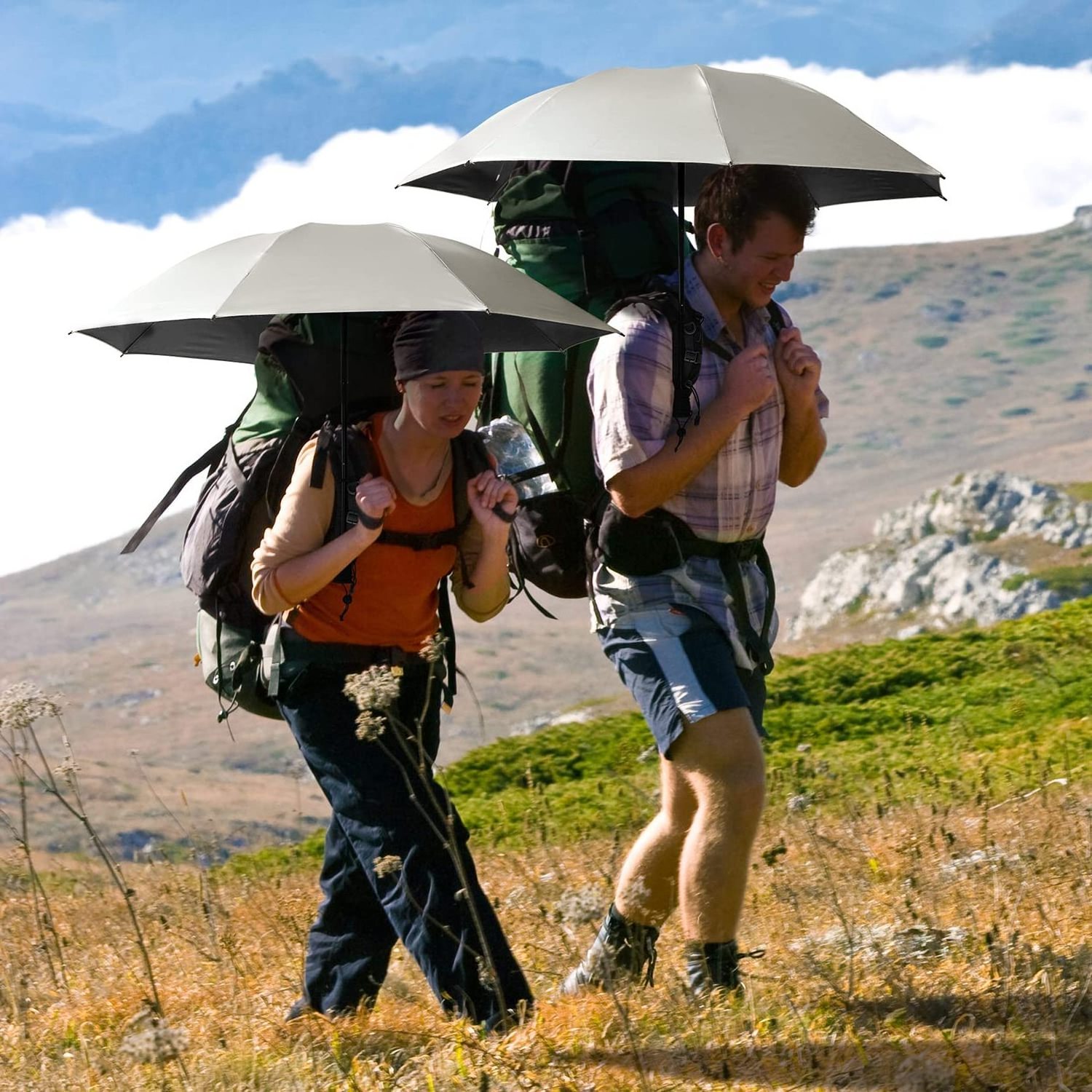 High Quality UV Protective Ultralight Mountaineering Backpacking Umbrella Hands Free Hiking Umbrella