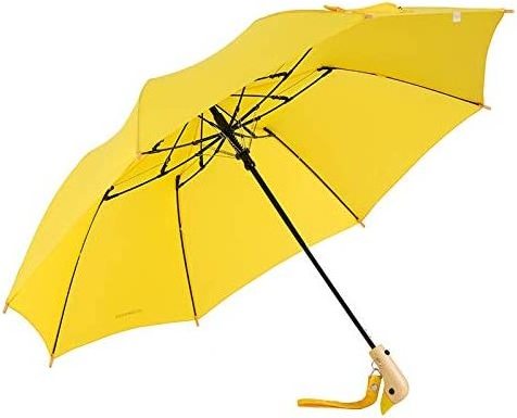 Travel Automatic Folding Umbrella Led Flashlight Handle - 9Ribs Fiberglass Safety Reflective Outside Trim For Ladies(Yellow)