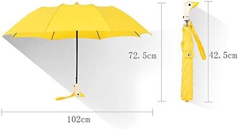 Travel Automatic Folding Umbrella Led Flashlight Handle - 9Ribs Fiberglass Safety Reflective Outside Trim For Ladies(Yellow)