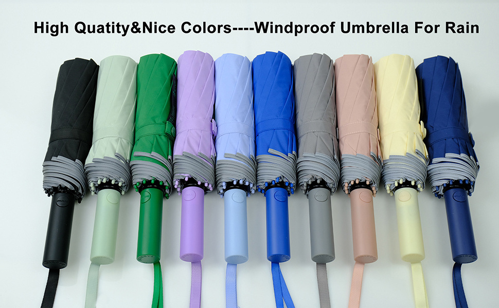 High quality fully automatic with reflective strip safety windproof 3 fold folding umbrella