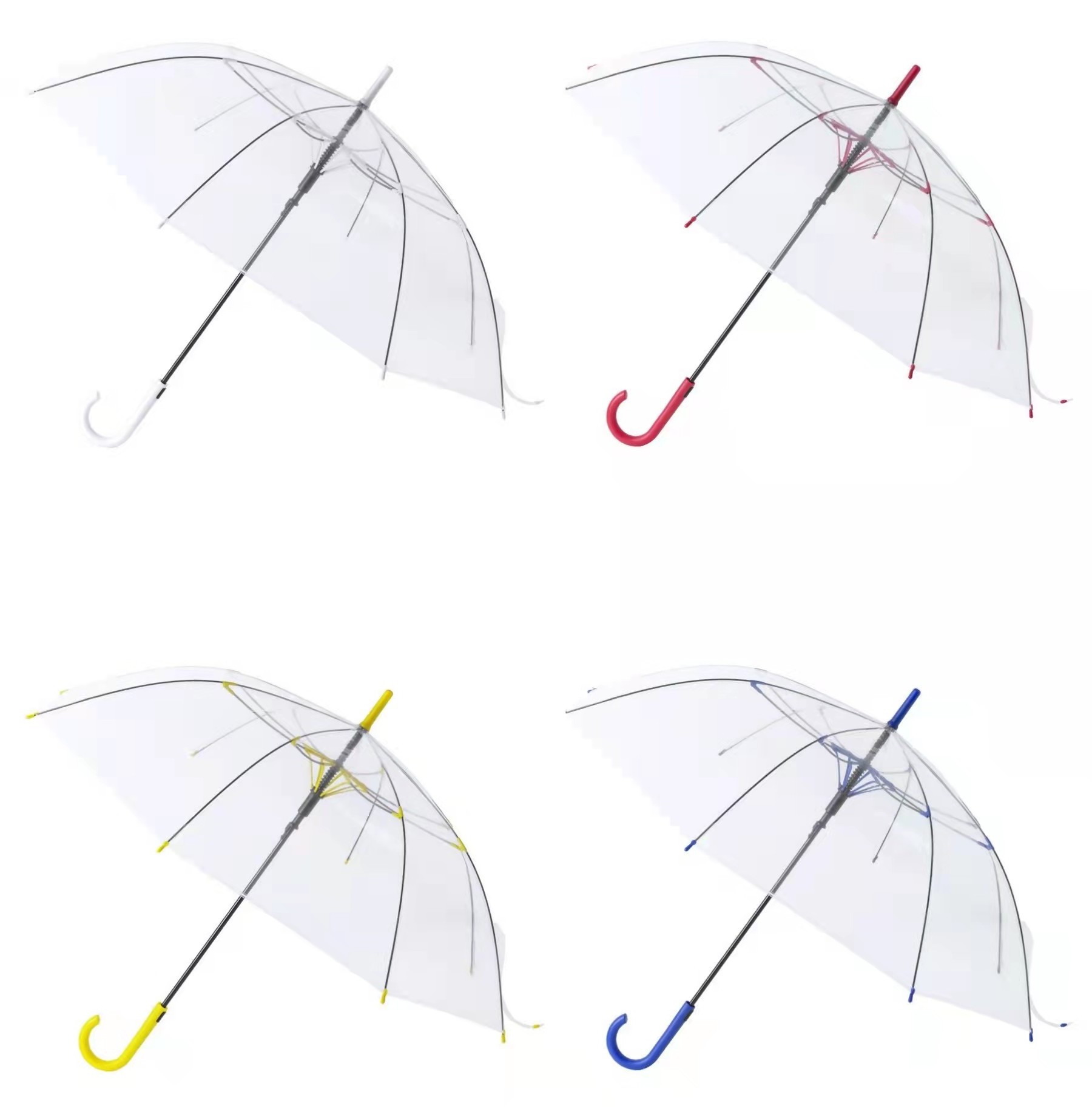 Factory Wholesale High Quality Custom Printed Clear Umbrellas POE Umbrellas Transparent CLASSIC Kid Umbrella