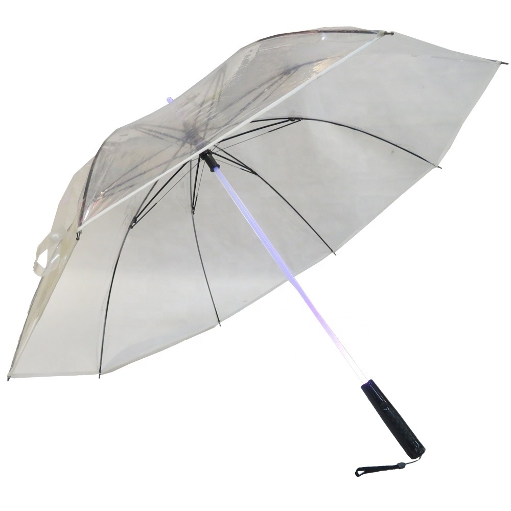 Fasion LED shaft  poe safety flashlight umbrella transparent