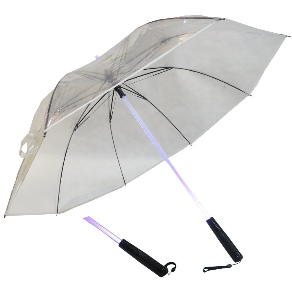 Fasion LED shaft  poe safety flashlight umbrella transparent