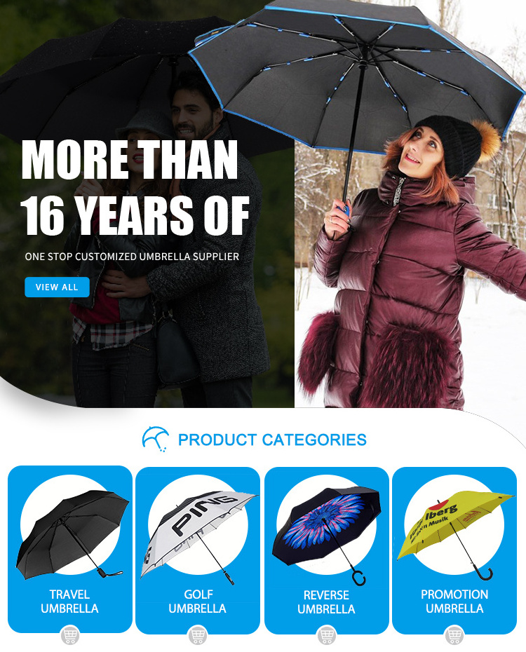 Custom Wholesale Premium Lady Full Automatic Opening Close 3 Folding Umbrella