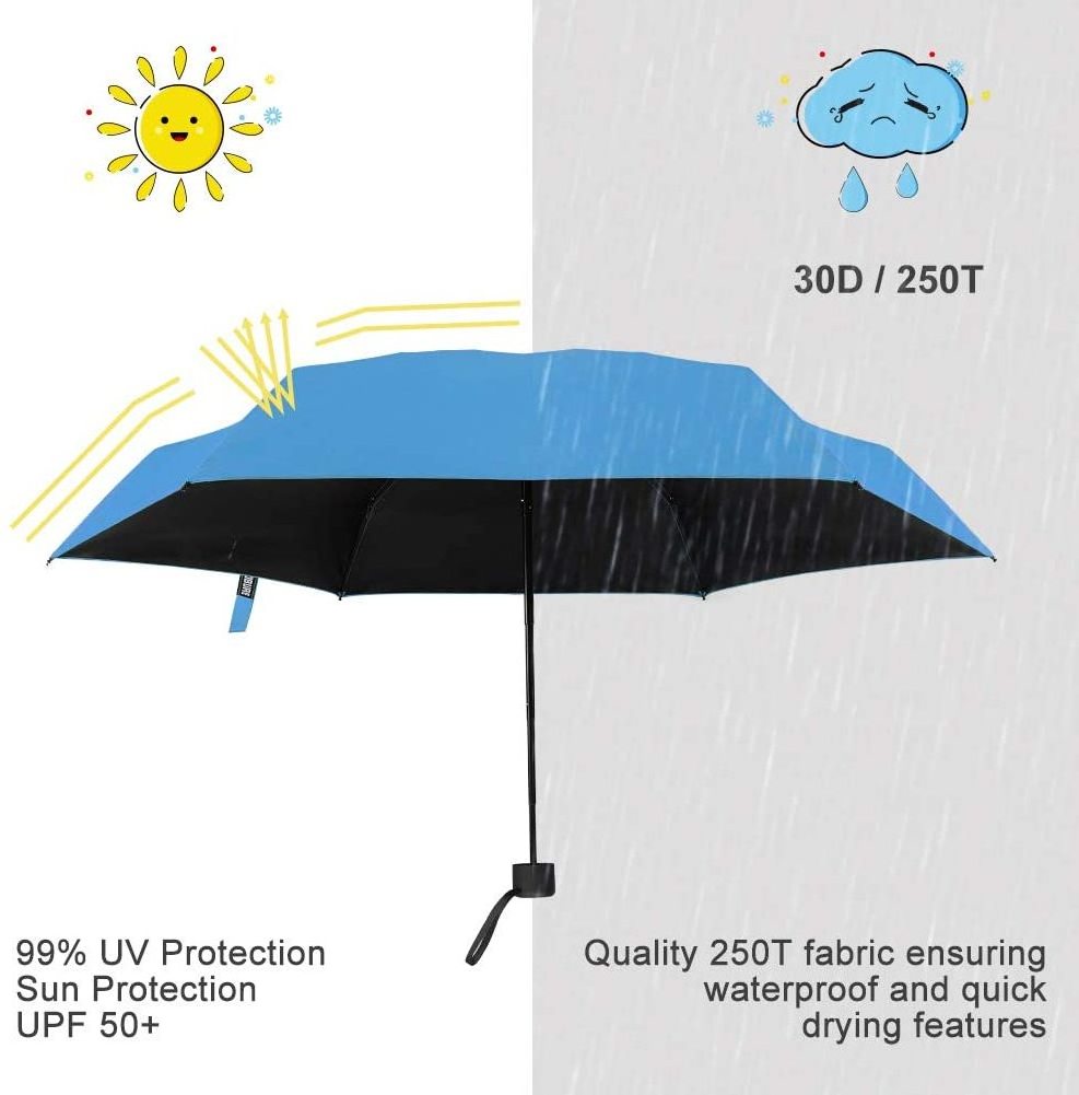 Small Mini Umbrella with Case Light Compact Design Perfect for Travel Lightweight Portable Parasol Outdoor Sun&Rain Umbrellas