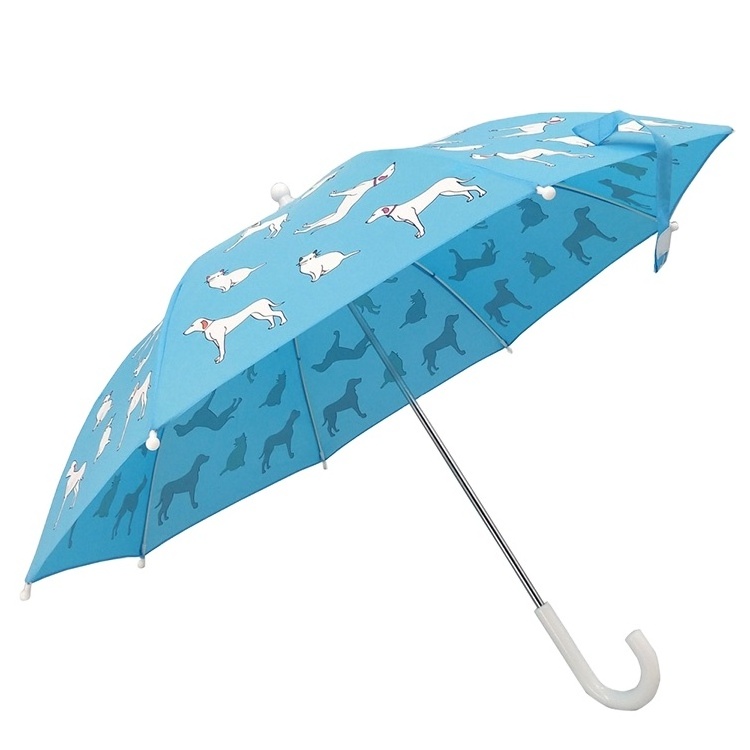 Child Fun Kid Magic Fantastic Change Color Umbrella Print with Cat and Dog Cartoon Safe Opening Full Fiberglass Ribs Manual 190g