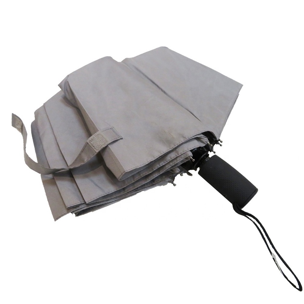 Double Layer With Air Vent Light Grey Strong Automatic Windproof Folding Umbrella Canopy for Travel Custom Wholesale