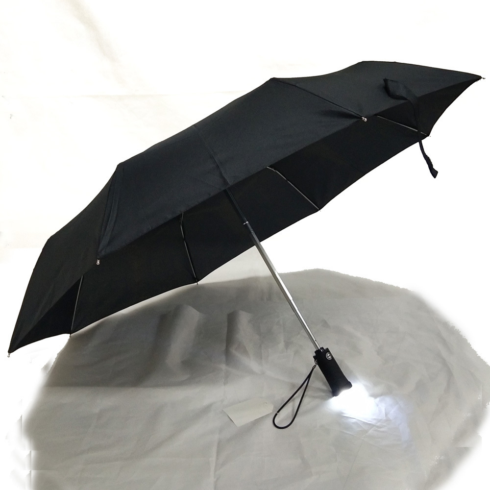 3 Folding Auto Open Close Compact LED Umbrella With Light