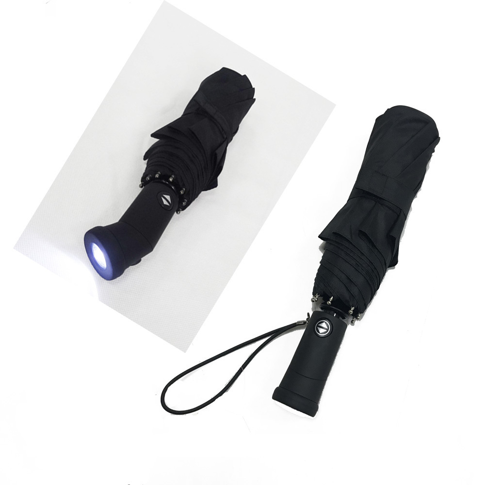 3 Folding Auto Open Close Compact LED Umbrella With Light