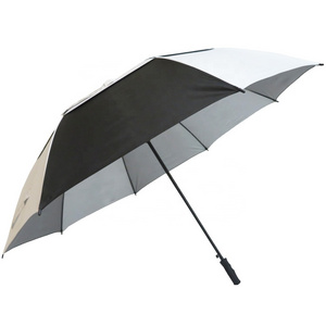 Silver fabric UPF50+ summer waterproof umbrella sunshade big golf umbrella with 2 layers