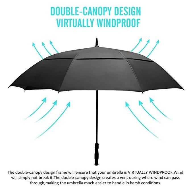 Golf Umbrella Double Layer Windproof Auto Open Straight with Customized Logo CLASSIC Business Gifts Umbrella 3 Fold All in 1