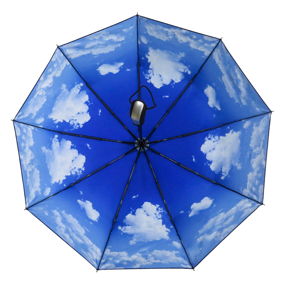 Compact Sun Protection UV Umbrella Foldable with Blue Sky Printing