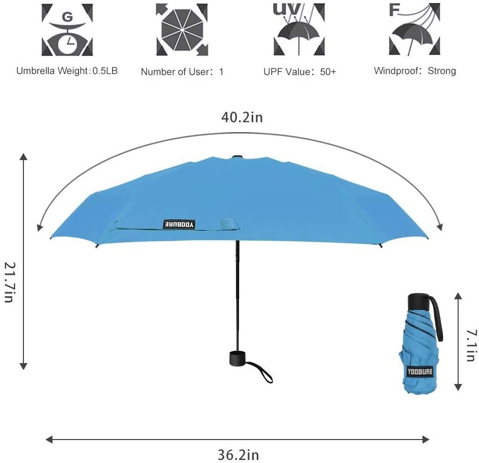 Small Mini Umbrella with Case Light Compact Design Perfect for Travel Lightweight Portable Parasol Outdoor Sun&Rain Umbrellas