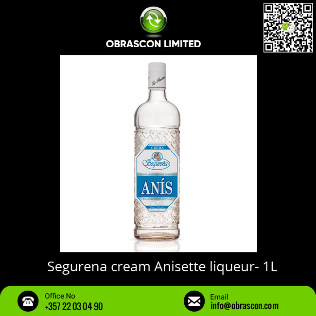 Segurena Cream Anisette Liqueur with 24% Alcohol in 1L Bottle