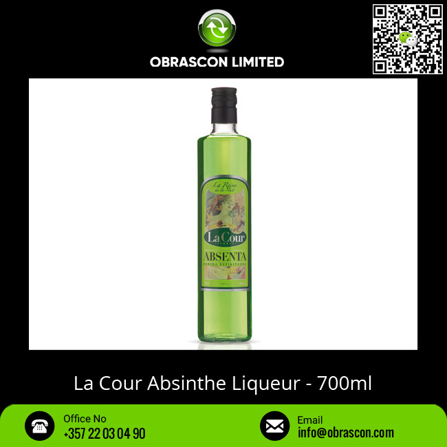 70% Alcohol La Cour Absinthe 700ml, 1L Green Liqueur