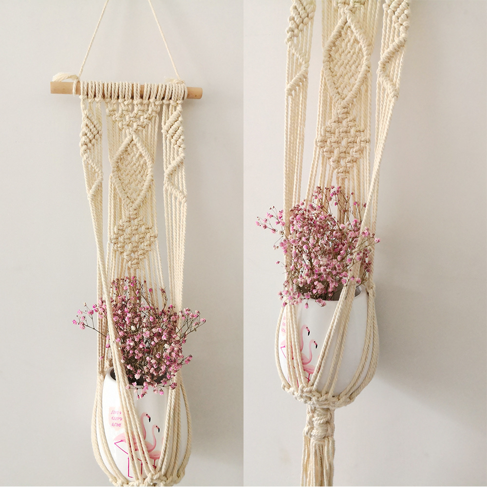 Macrame Plant Hanger Indoor Outdoor Hanging Planters Woven Cotton Rope Flower Pots Holder Stand Plant Basket Boho Home Decor