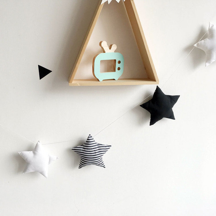 DIY Nursery Room Decor Nordic Cotton Stars Wall Hanging Kid Play Room Tent Wall Shelf Decor Stars Hanging for Kids Room Decor