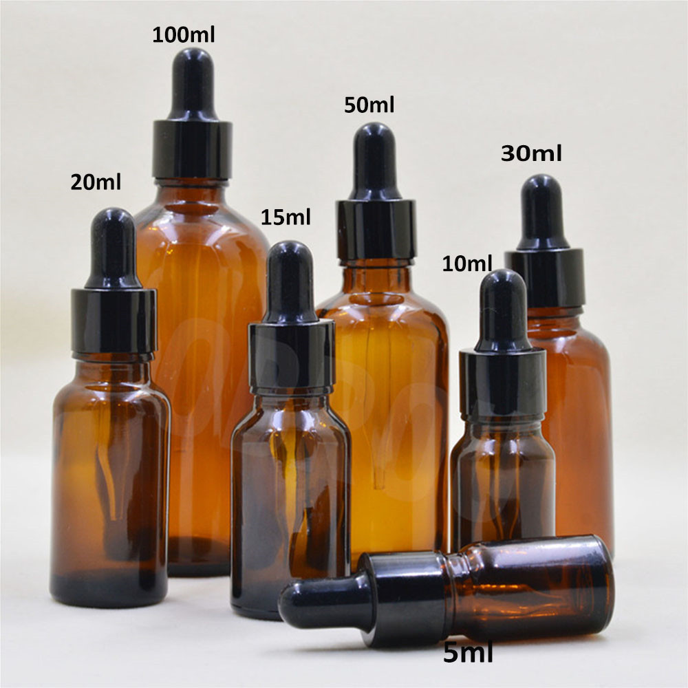 Cosmetic serum containers with box 30ml 50ml amber blue black beard oil bottle with custom LOGO essential oil bottles