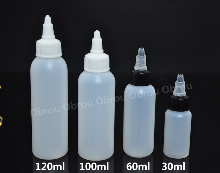 1oz 2oz 3oz 4oz 8oz16oz 32oz LDPE  twin neck twist screw lid pharmaceutical plastic squeeze mixture glue bottle