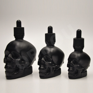 glass transparent black matte skull bottle 30ml 60ml 120ml dropper beard oil bottles