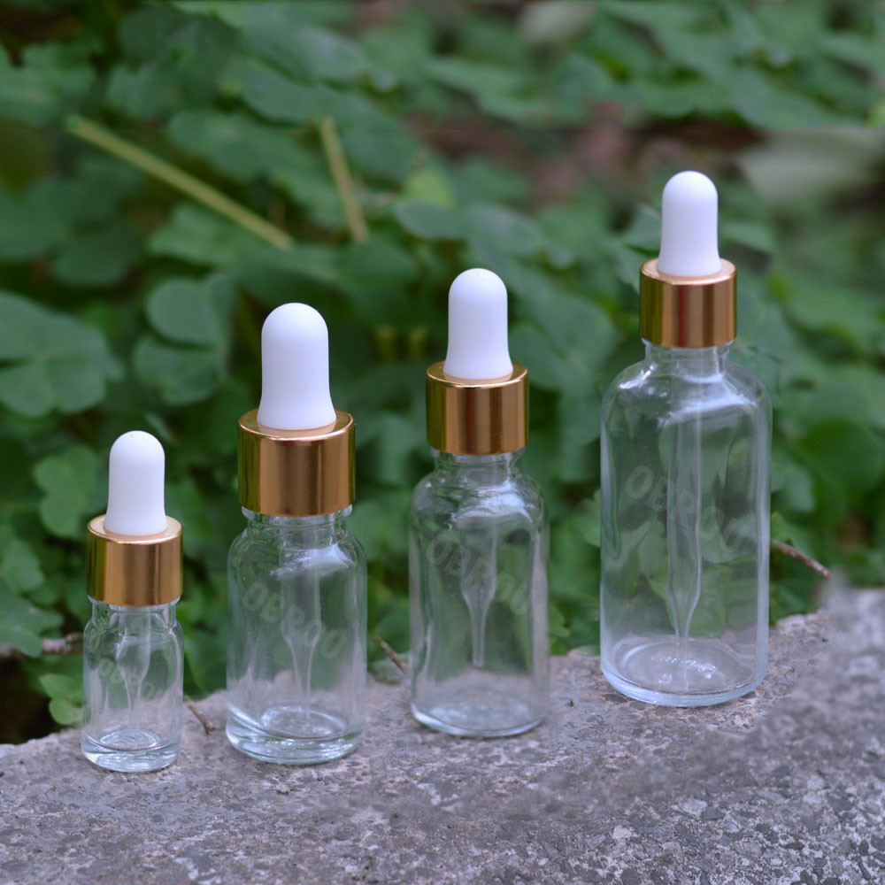 5ml 10ml 15ml 20ml 30ml 50ml cosmetic oil perfume bottle transparent amber white black pink glass dropper bottles