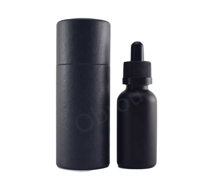 30ml 50ml 100ml oil matte frosted black measuring serum glass dropper bottle paper cardboard tube cosmetic packaging