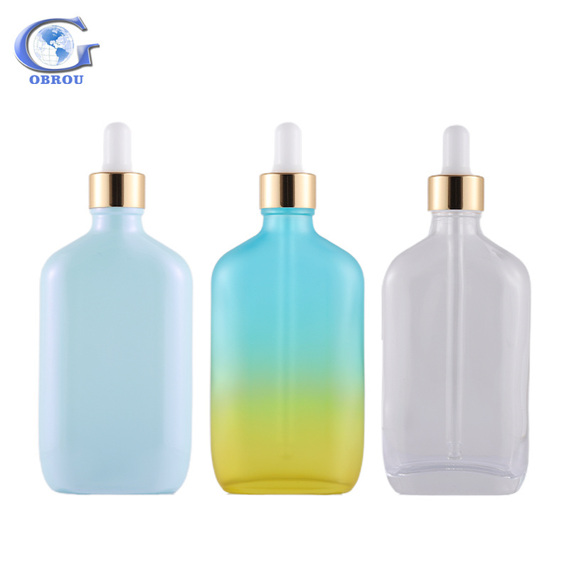 Fancy design cosmetic oval shape cuticle body hair beard essential oil empty perfume spray 100ml glass dropper bottle