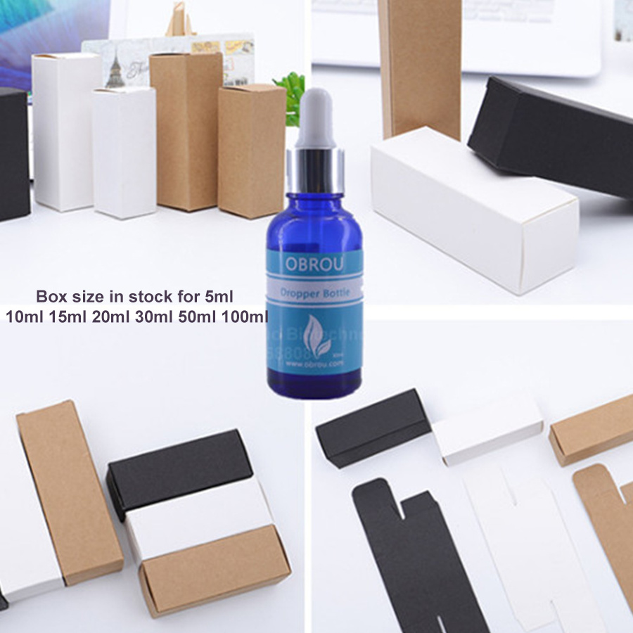 Cosmetic serum containers with box 30ml 50ml amber blue black beard oil bottle with custom LOGO essential oil bottles