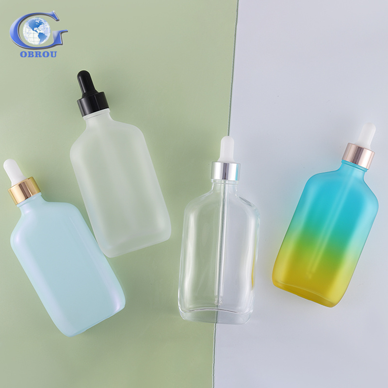 Fancy design cosmetic oval shape cuticle body hair beard essential oil empty perfume spray 100ml glass dropper bottle