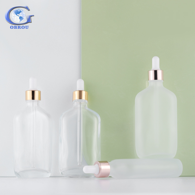 Fancy design cosmetic oval shape cuticle body hair beard essential oil empty perfume spray 100ml glass dropper bottle