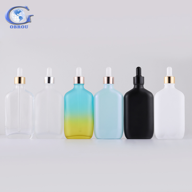 Fancy design cosmetic oval shape cuticle body hair beard essential oil empty perfume spray 100ml glass dropper bottle