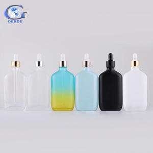 Fancy design cosmetic oval shape cuticle body hair beard essential oil empty perfume spray 100ml glass dropper bottle