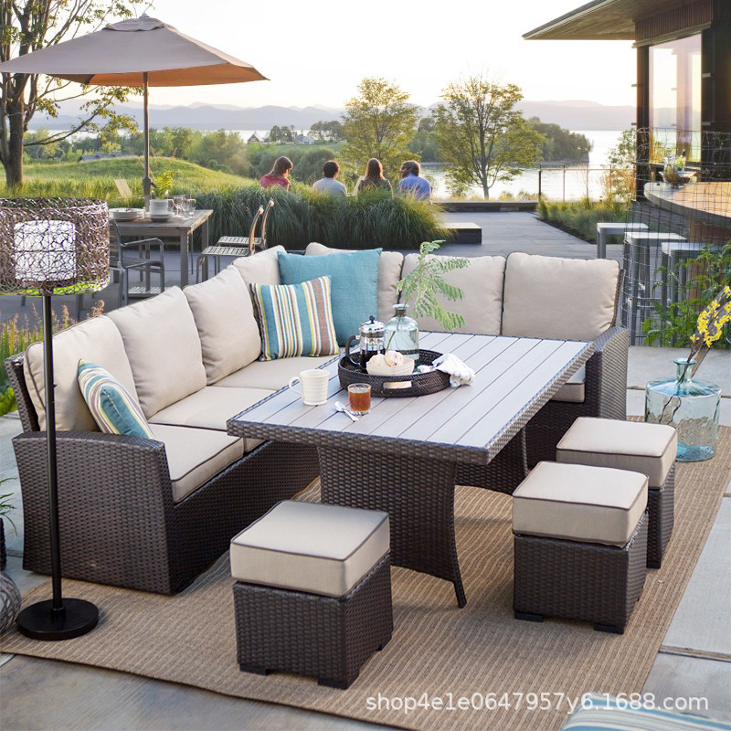 2024 PE Wicker Rattan Outdoor Furniture Sofa Garden Set Patio Furniture Rattan Furniture