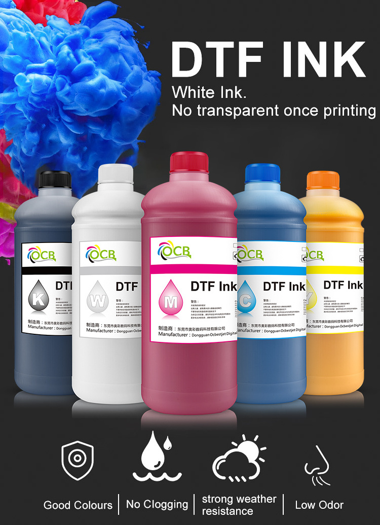 Ocbestjet Manufacturer 1000ML Water Based DTF Tinta Pigment Ink For Epson XP600 L1800 L1805 P600 P800 DX5 4720 I3200 Printer