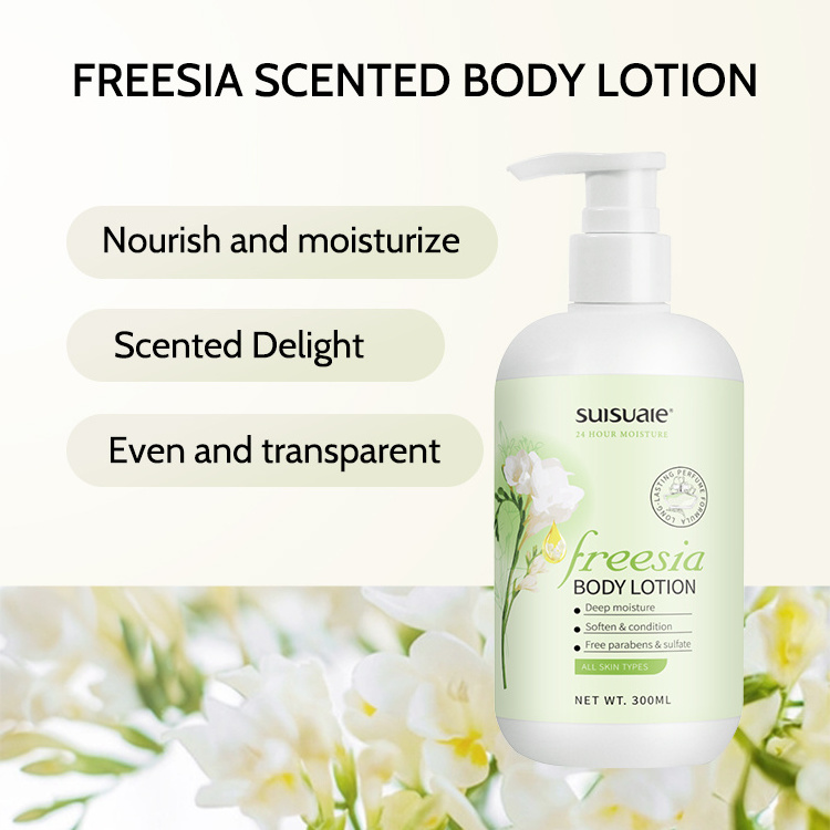 Factory Custom OEM Private Label Korean Vitamin C Cream Freesia Perfumed Moisturizing Skin Whitening Body Lotions For Women Men