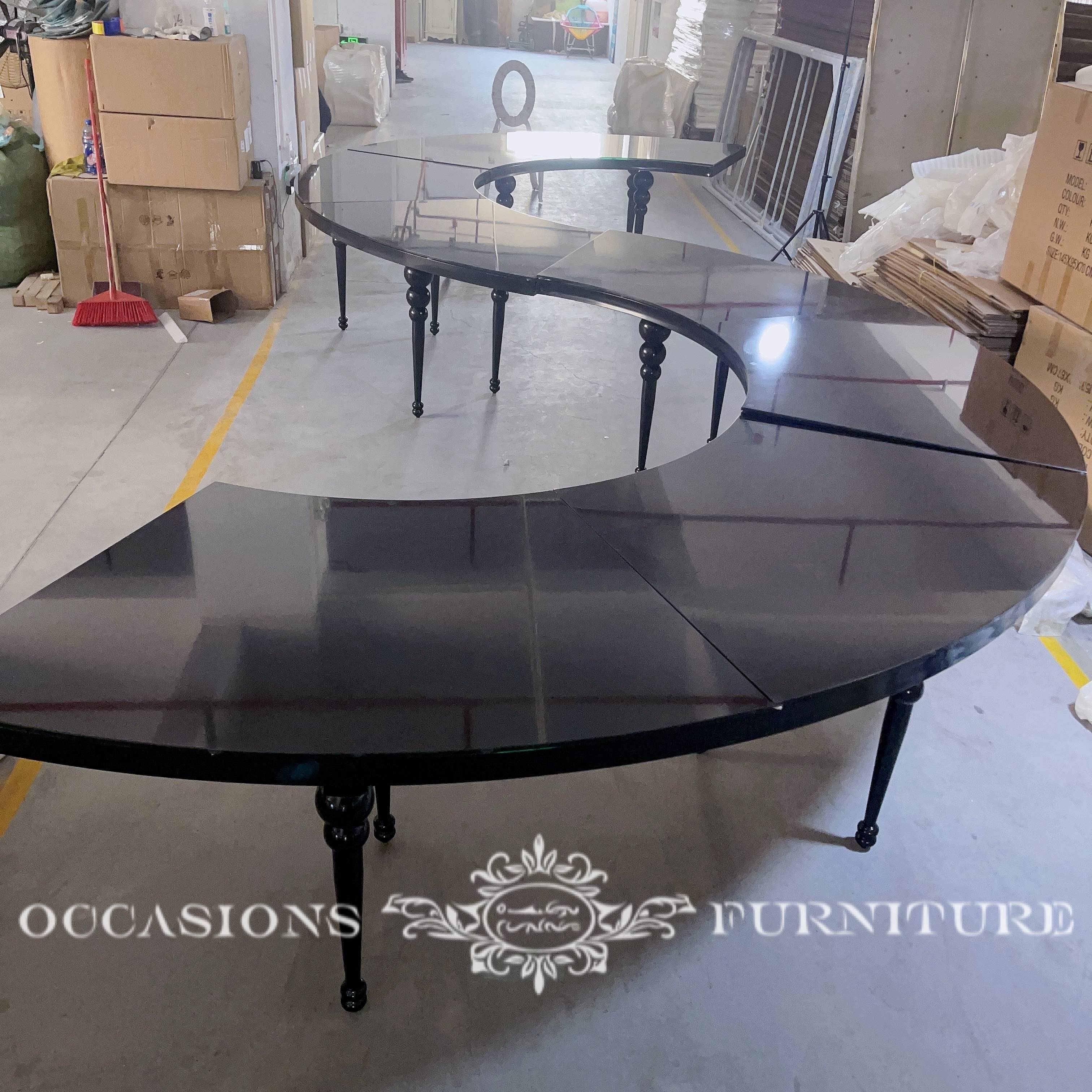 Stainless Steel Black Moon Serpentine Wedding Dining Tables