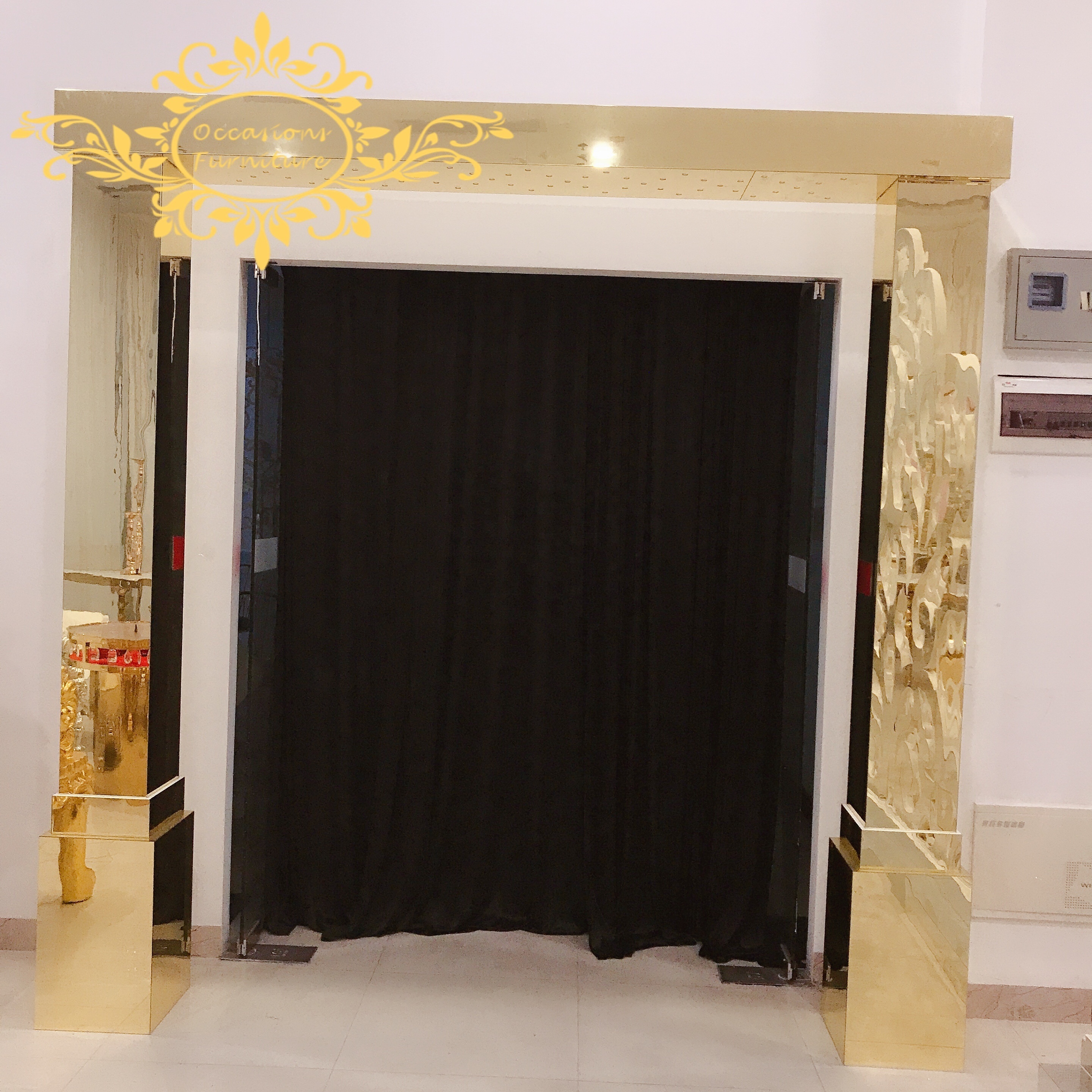 PVC Acrylic Golden Mirror Wedding Arch Backdrops Decorations Outdoor Mandap Gazebo Occasions Furniture