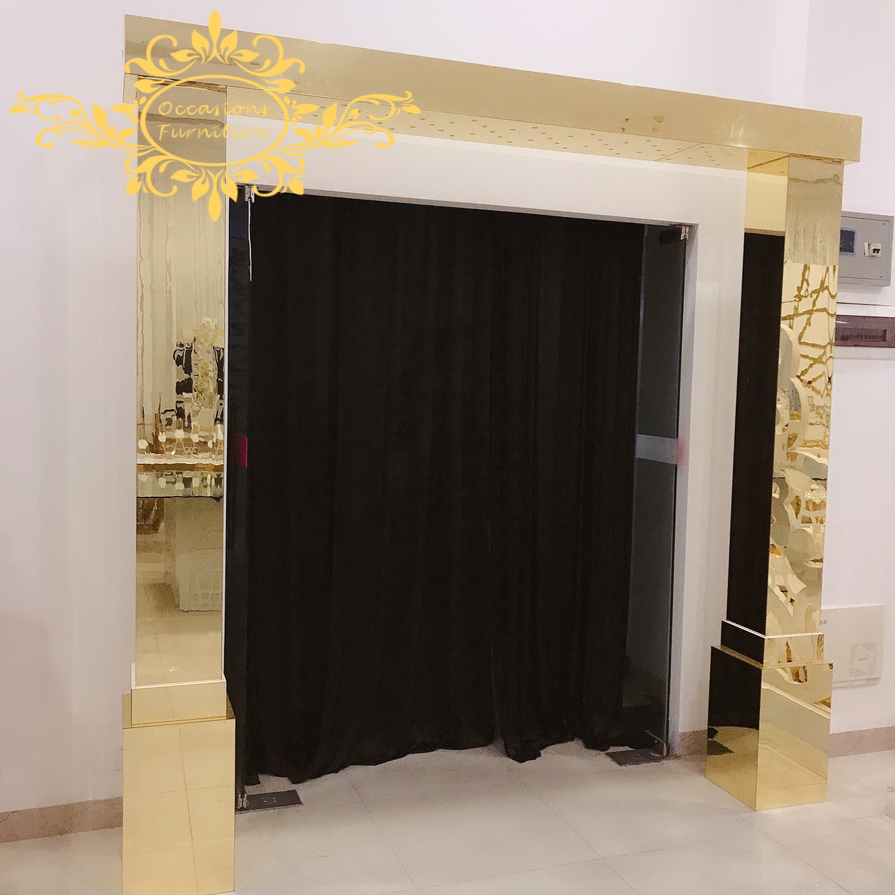 PVC Acrylic Golden Mirror Wedding Arch Backdrops Decorations Outdoor Mandap Gazebo Occasions Furniture