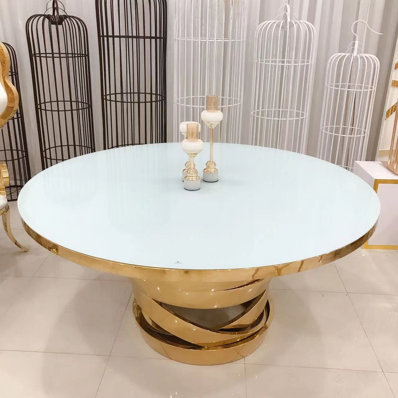 Snake Shape base Round table glass top dinning table wedding furniture Glass Round Stainless Steel Base Tables